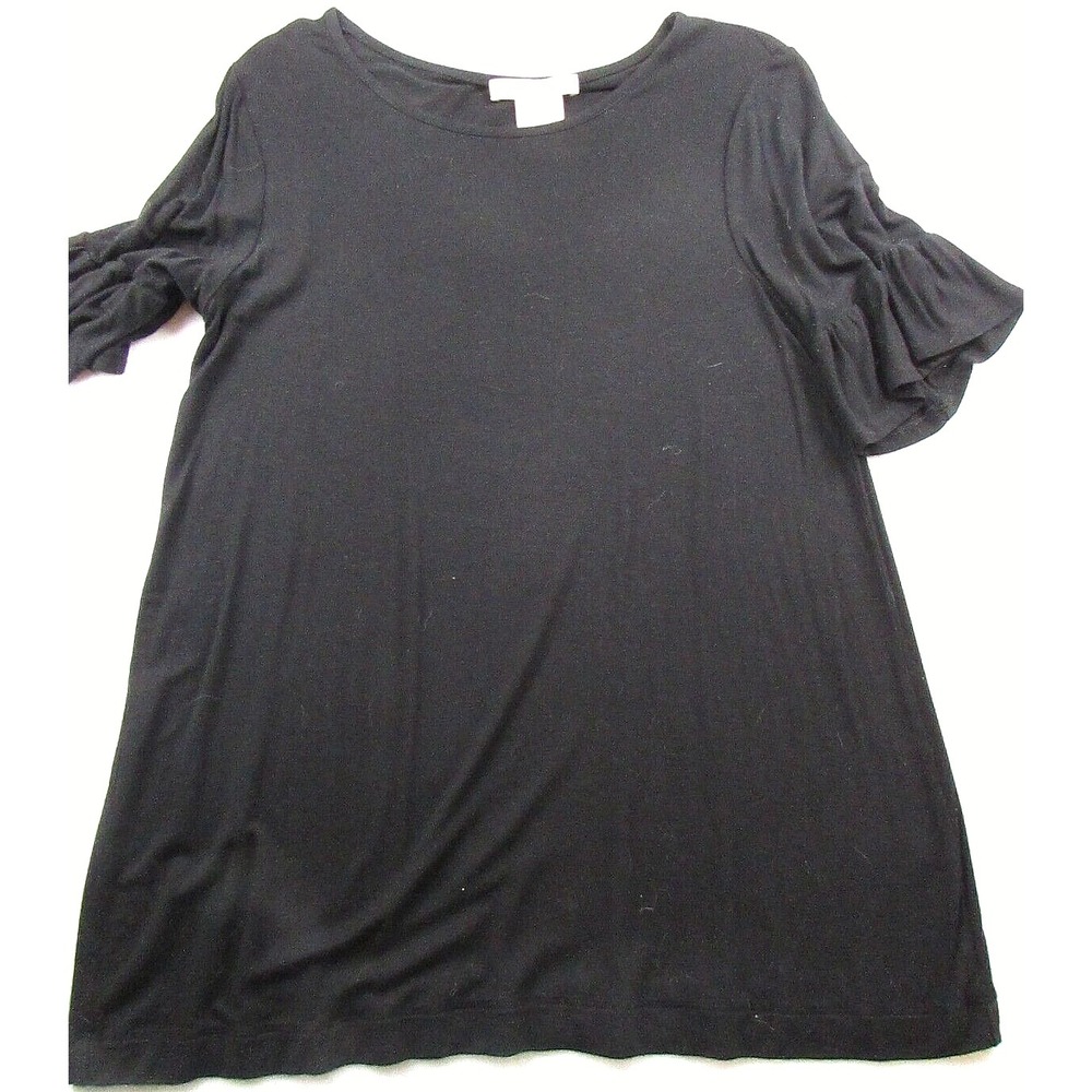 Philosophy Womens Top Size Med Ruffle Sleeve Tee Black